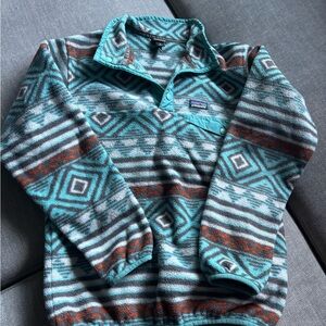 Patagonia Kids Snap Up Sweater - Teal and Orange